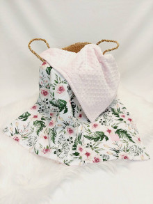 Detský textil - Prechodná detská deka (Kvety/blush minky) - 15280198_