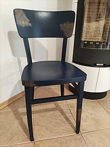 Nábytok - Modrá kuchynská stolička zrenovovaná - 15280194_
