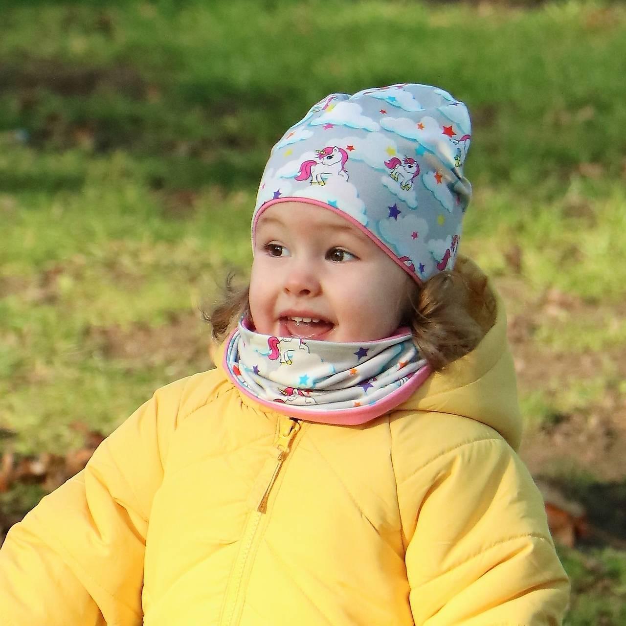 Jednorožec úpletová čiapka, nákrčník alebo set (Nákrčník)