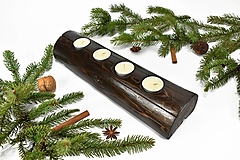 Svietidlá - Svietnik pre 4 sviečky (35cm) - recyklovaná smreková gulatina - 15281994_