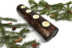 Svietidlá - Svietnik pre 4 sviečky (35cm) - recyklovaná smreková gulatina - 15281995_