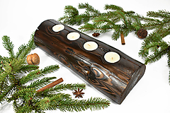 Svietidlá - Svietnik pre 4 sviečky (35cm) - recyklovaná smreková gulatina - 15281996_