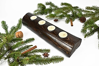 Svietidlá - Svietnik pre 4 sviečky (35cm) - recyklovaná smreková gulatina (č.1) - 15281994_