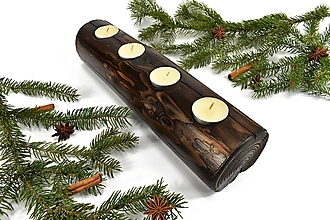Svietidlá - Svietnik pre 4 sviečky (35cm) - recyklovaná smreková gulatina (č.2) - 15281995_