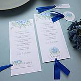 Úložné priestory & Organizácia - Hortenzia modrá - tlačoviny na svadobný stôl - 15282719_