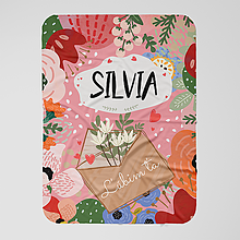 Úžitkový textil - Farebná deka s kvetmi a menom - 15281140_