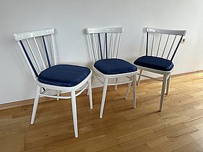 Nábytok - Retro bielo modré stoličky s čalúnením - 15282857_