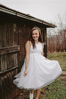 Šaty - MIDI svadobné šaty bez rukávov - Melanie - 15285648_