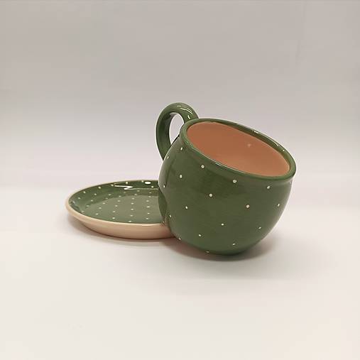 Šálka zelená s bodkami guľatá