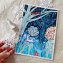 Kresby - V kúzelnom lese zvieratká - reprodukcia ilustrácie na art papieri - 15289432_