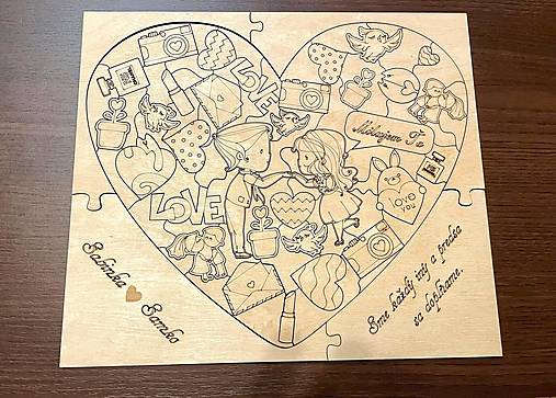 Dekorácie - Puzzle pre zaľúbených. - 15287248_