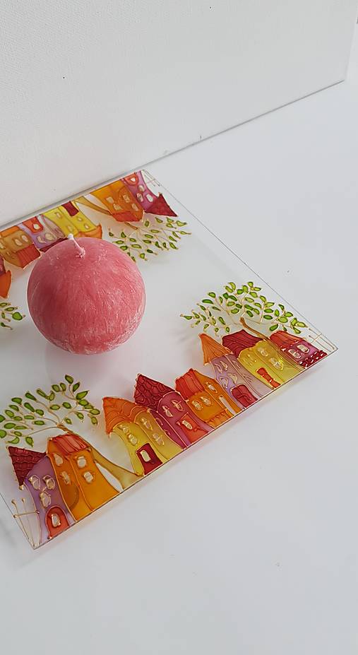 Svietidlá - Podložka pod sviečku - maľovaná - 15289217_