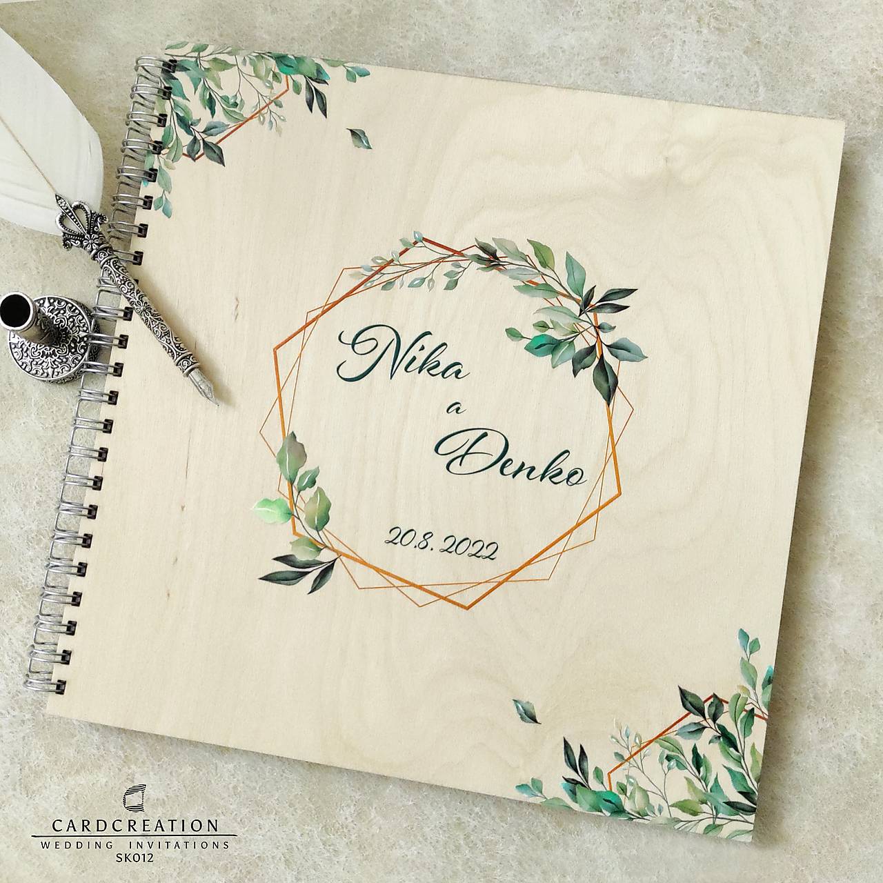 Svadobná kniha hostí s dreveným obalom - set k 19773W 