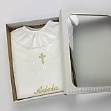 Detské oblečenie - Košieľka na krst  k10 výšivka biela zlatá v darčekovom balení - 15288147_