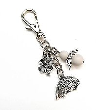 Kľúčenky - Kľúčenka "ježko" s anjelikom (sivá) - 15290541_