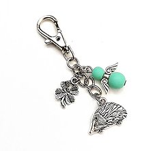 Kľúčenky - Kľúčenka "ježko" s anjelikom (smaragd svetlý) - 15290544_