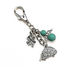 Kľúčenky - Kľúčenka "ježko" s anjelikom (smaragd) - 15290546_