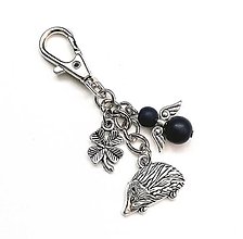 Kľúčenky - Kľúčenka "ježko" s anjelikom (modrá tmavá) - 15290548_