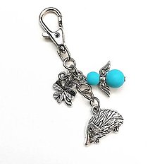 Kľúčenky - Kľúčenka "ježko" s anjelikom (modrá) - 15290549_