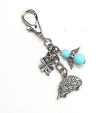 Kľúčenky - Kľúčenka "ježko" s anjelikom (modrá svetlá) - 15290550_