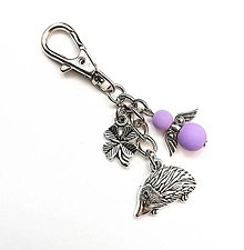Kľúčenky - Kľúčenka "ježko" s anjelikom (fialová) - 15290552_