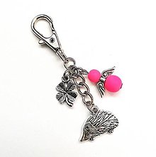 Kľúčenky - Kľúčenka "ježko" s anjelikom (ružová) - 15290553_