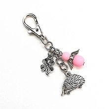 Kľúčenky - Kľúčenka "ježko" s anjelikom (ružová svetlá) - 15290558_