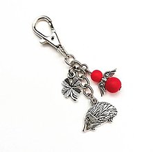 Kľúčenky - Kľúčenka "ježko" s anjelikom (červená) - 15290564_