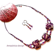 Sady šperkov - Sada šperků Tagua cuadrada violeta - 15290887_