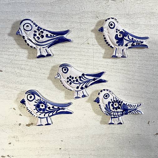 Ptáček - plaketa modře malovaný *