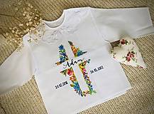 Detské oblečenie - Krstná Košieľka - "Kríž s kvetmi" (pre chlapčeka) - 15291127_