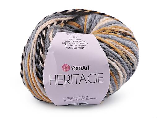Galantéria - Pletacia priadza HERITAGE 50 g (331 šedá svetlá) - 15291827_