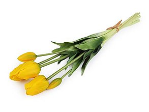 Polotovary - Umelá kytica tulipán 5 ks (Žltá) - 15290940_