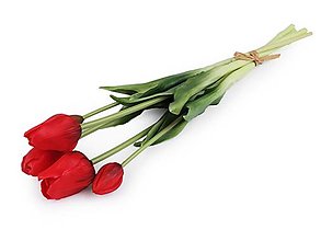 Polotovary - Umelá kytica tulipán 5 ks (Červená) - 15290946_