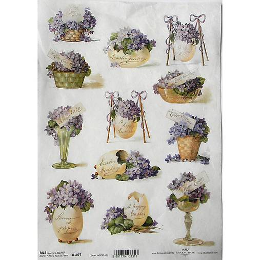 Papier - Ryžový papier A4 R1077 -fialky,Veľká noc - 15290547_