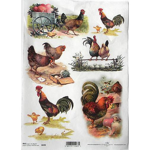 Papier - Ryžový papier A4 R470 -kohútik,Veľká noc - 15290596_