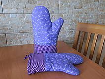 Úžitkový textil - Chňapka dlouhá - fialové kytičky - 15294037_