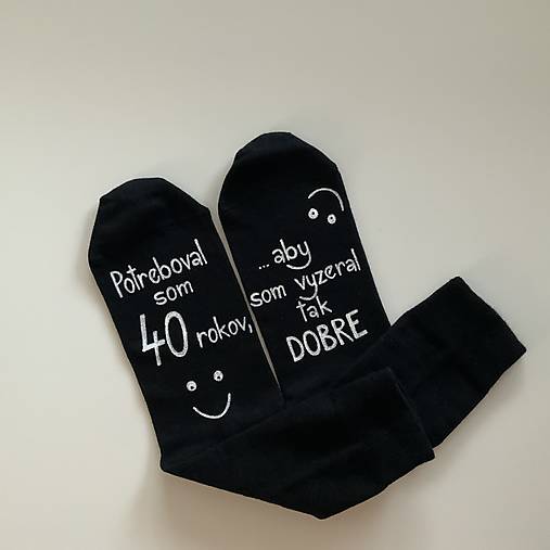 Maľované tmavomodré ponožky k narodeninám (čierne so smajlíkom)