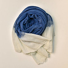Šály a nákrčníky - 100 % bavlnený šál “INSULA MAGNA“ (Modrá) 195x130 cm - 15295333_
