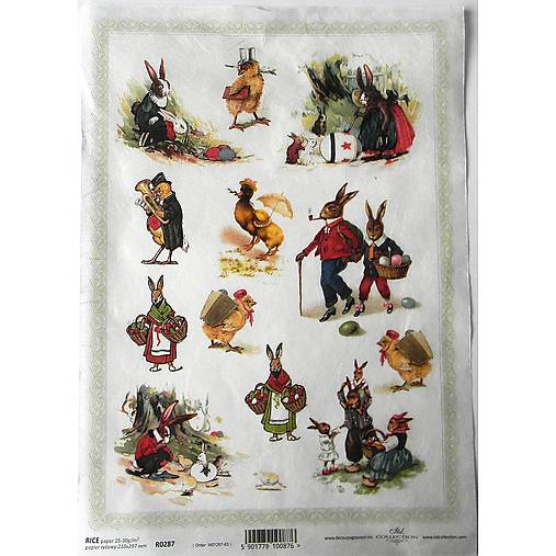 Papier - Ryžový papier A4 R0287 -Veľká noc,kuriatko,zajačik - 15295165_