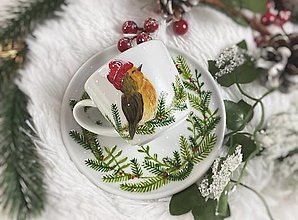 Nádoby - Vianočný vtáčik - šálka na espresso - 15295784_