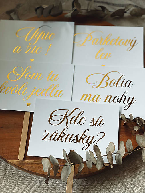 Papiernictvo - Rekvizity na svadobné fotenie zlaté SET 3 - 15296882_