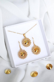Sady šperkov - Šitý set šperkov “Mini” zlatý (Klasické náušnice) - 15295962_