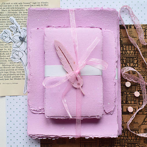  - Ručný papier - Ružová Marshmallow (14x9 cm) - 15297999_