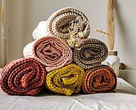 Úžitkový textil - Ľanová waflová deka  (krémová) - 15298993_
