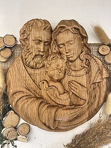 Obrazy - Obraz Svätá rodina v náručí (dub) - 15296293_