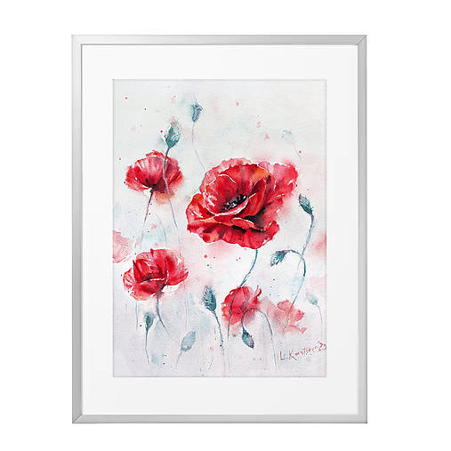 Obrazy - Originálna akvarelová maľba "Vlčí mak" - 15297269_