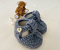 Detské topánky - Papučky pre bábätko zo 100% merino vlny (šedé) - 15297569_