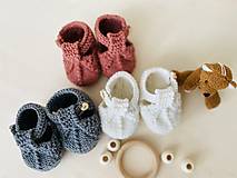 Detské topánky - Papučky pre bábätko zo 100% merino vlny (šedé) - 15297690_