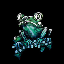 Grafika - Žabka pralesnička farebná 25 x 25 cm (25 x 25 cm - Zelená) - 15297886_